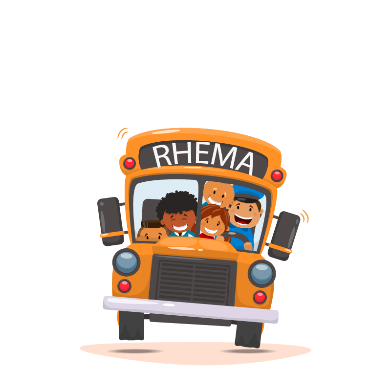 Yellow school bus with kids illustration