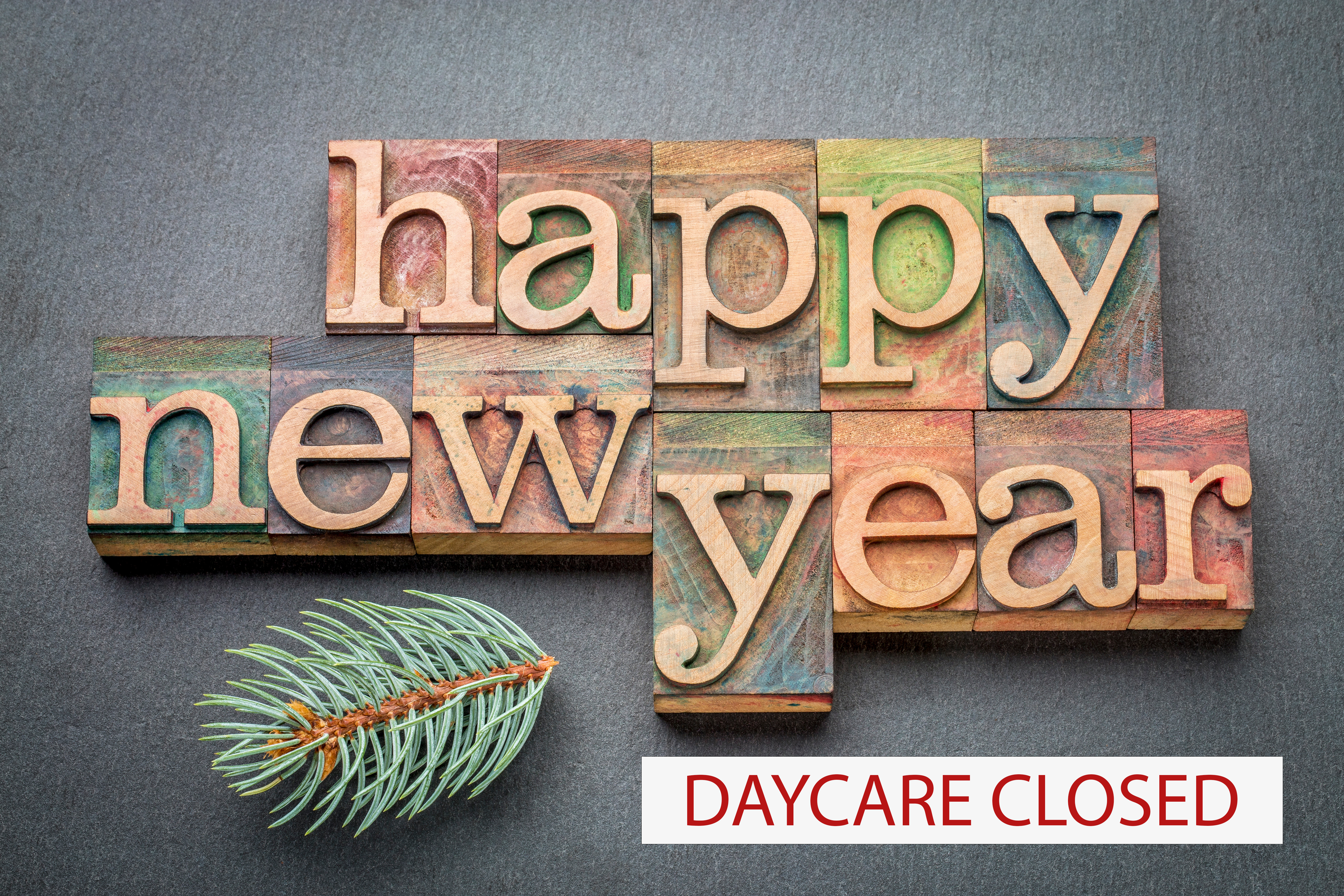 Happy New Year in wood type